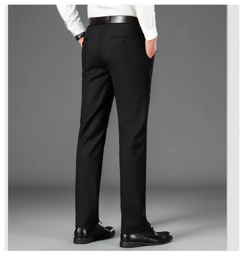 Men's Smart Casual Suit Trousers - Classic Straight Solid Colour Dress Pants for Spring Summer
