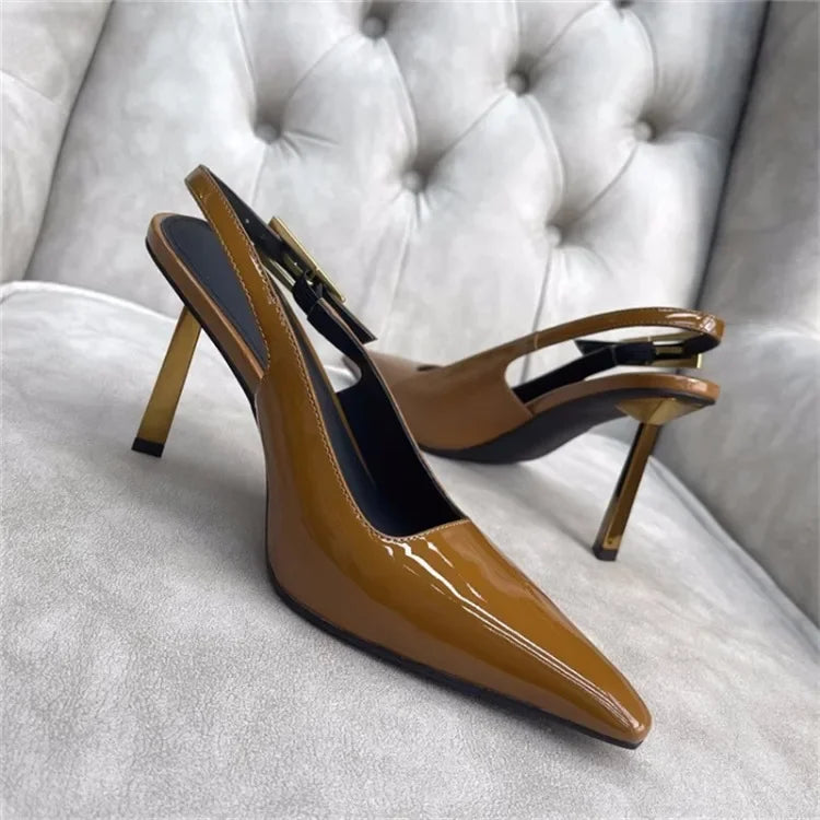Women's Pointed Stiletto Sandals - One-Line Buckle Strap High Heels