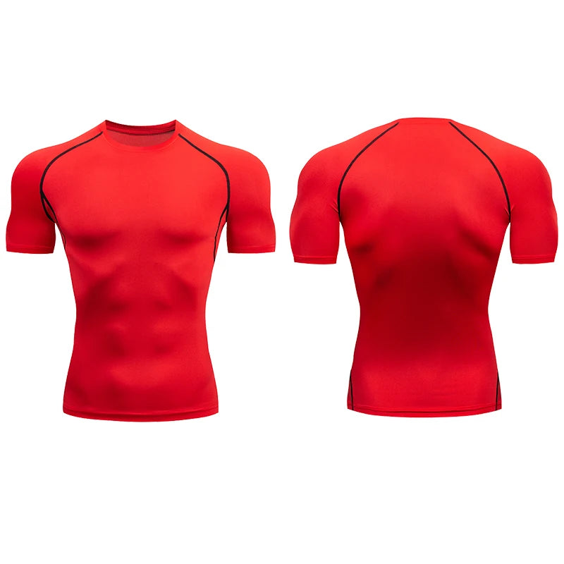 Men's Running Compression Short Sleeve Sport Gym Fitness Sweatshirt Jogging Tracksuit Athletic T-Shirt