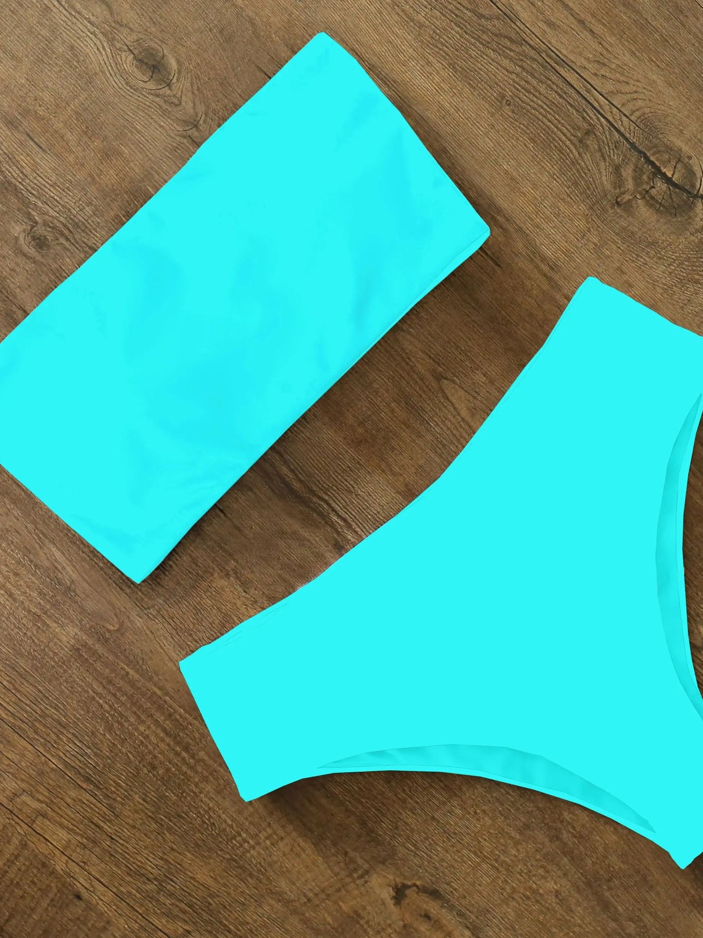 High Waist Bikini Set - Cross Back Bandeau Swimsuit with Print