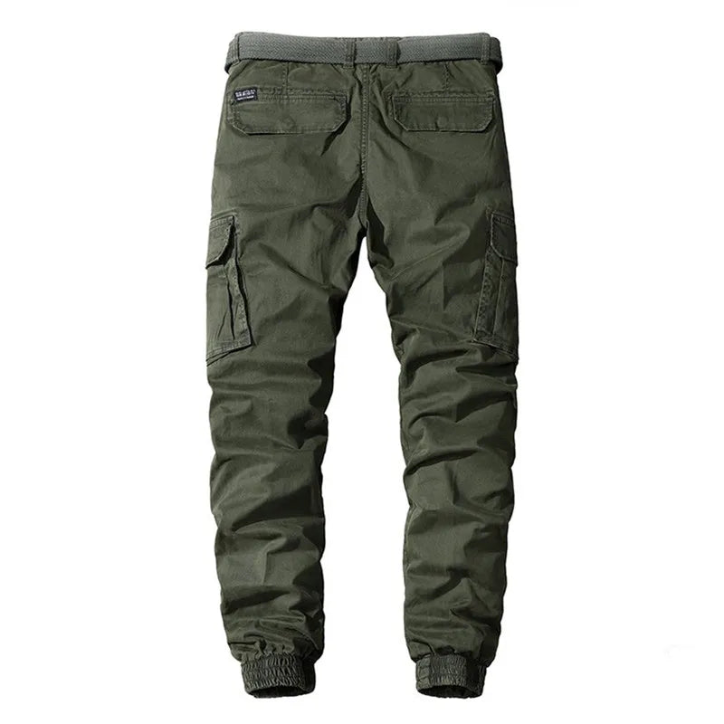Men's 100% Cotton Cargo Pants - Multi-Pocket Military Style Casual Trousers