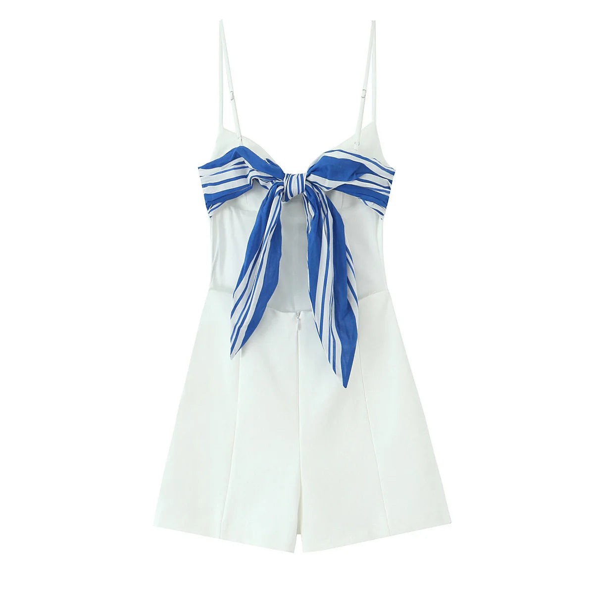 Women's Striped Suspender Jumpsuit - Backless Short Summer Romper