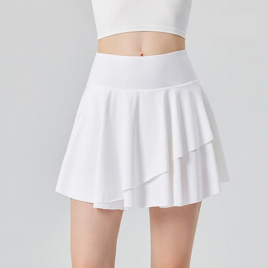 Women's High Waist Tennis Skirt with Built-in Shorts - Quick Dry Athletic Skort