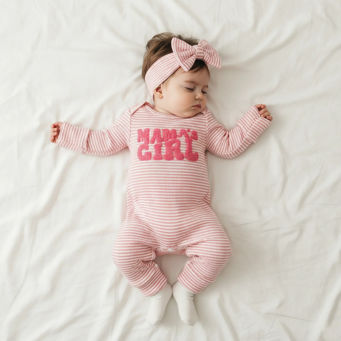 Baby 2-Piece Romper Outfit Set - Letter Embroidery Jumpsuit & Headband