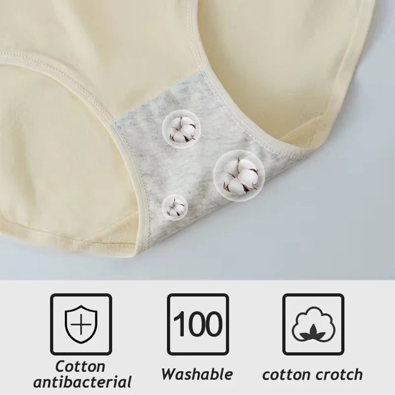 Women's 3Pcs/Set Cotton Sports Underwear  Seamless Panties Low-Waist Solid Briefs  High Stretch Breathable Soft Lingerie