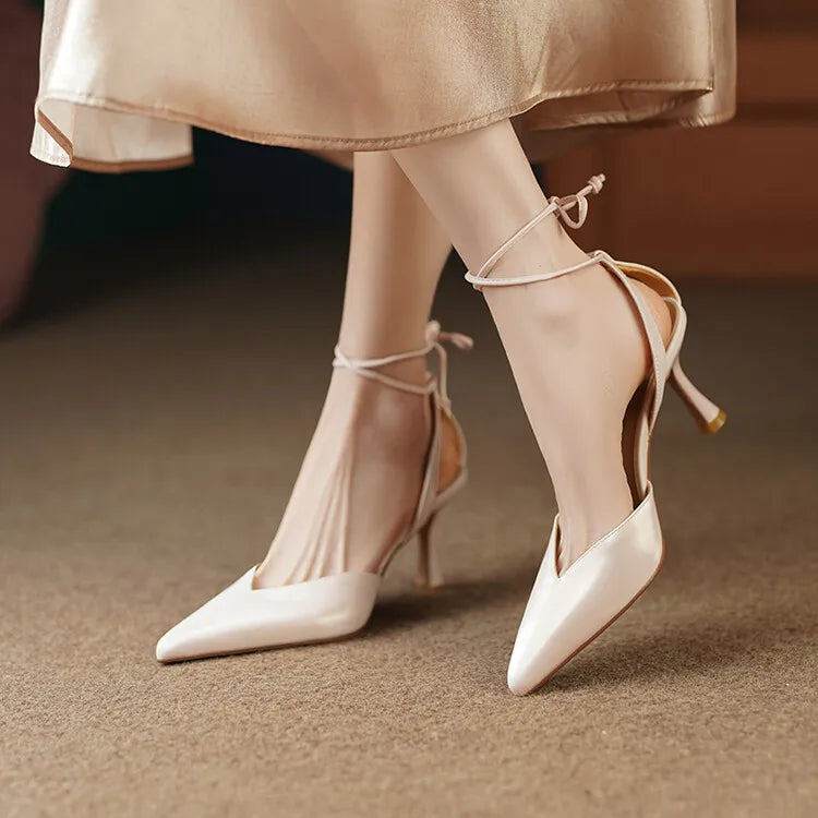 Women's Pointed Toe Rhinestone Wedding Sandals - Bowknot Pendant Pumps