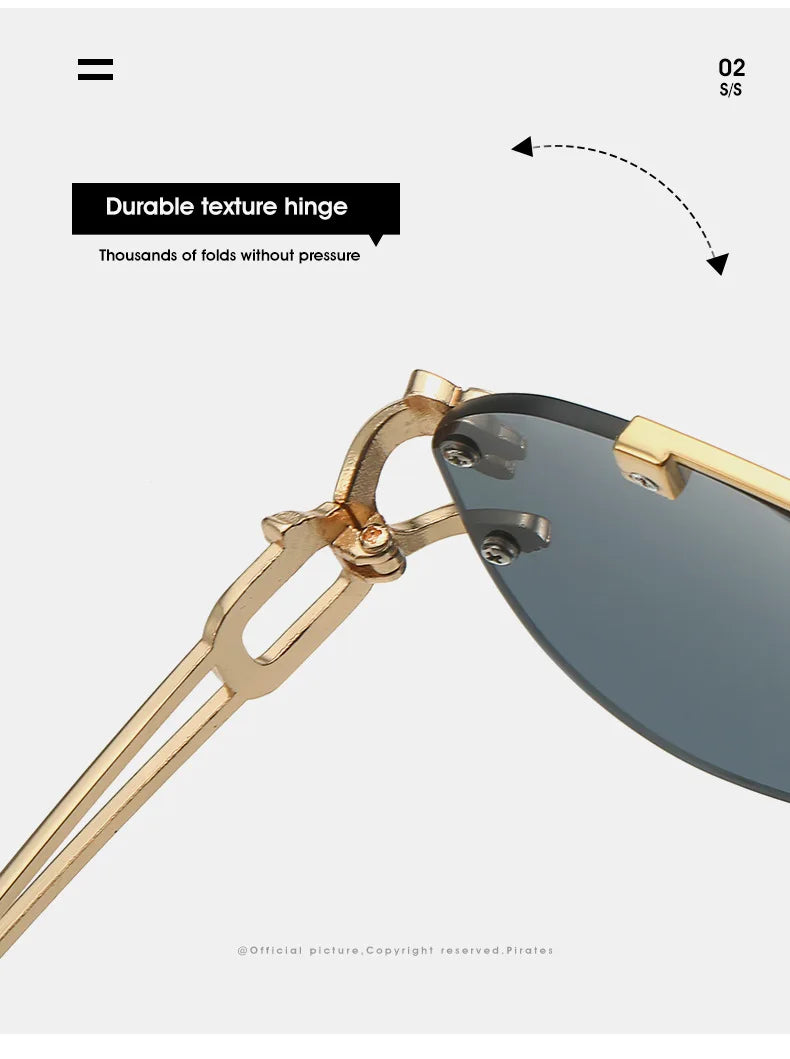Unisex 2 Pairs Per Set Rimless Gradient Double Bridge Sunglasses