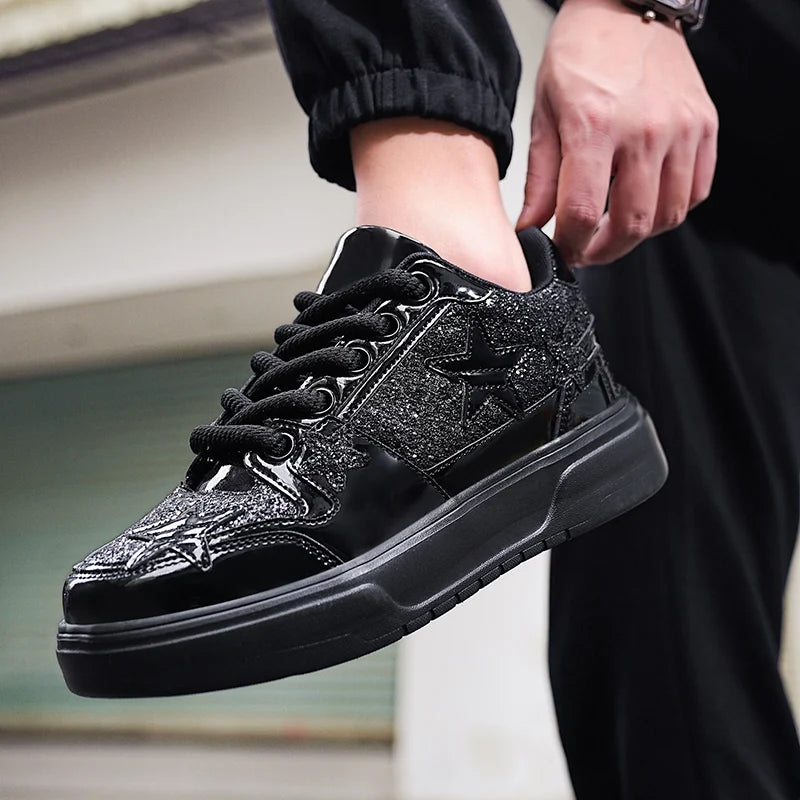 Men's Platform Star Sneakers - Sparkle Tennis Running Trainers