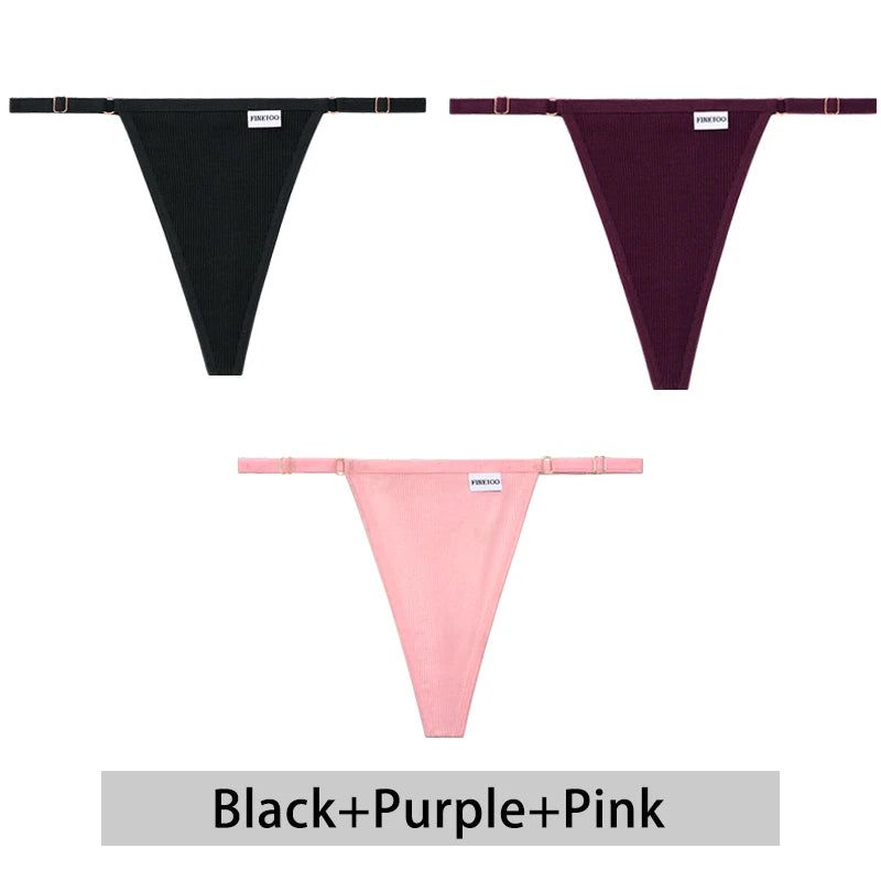 Women's Cotton Thong Set - 3 Pack Low-Rise Bikini Panties