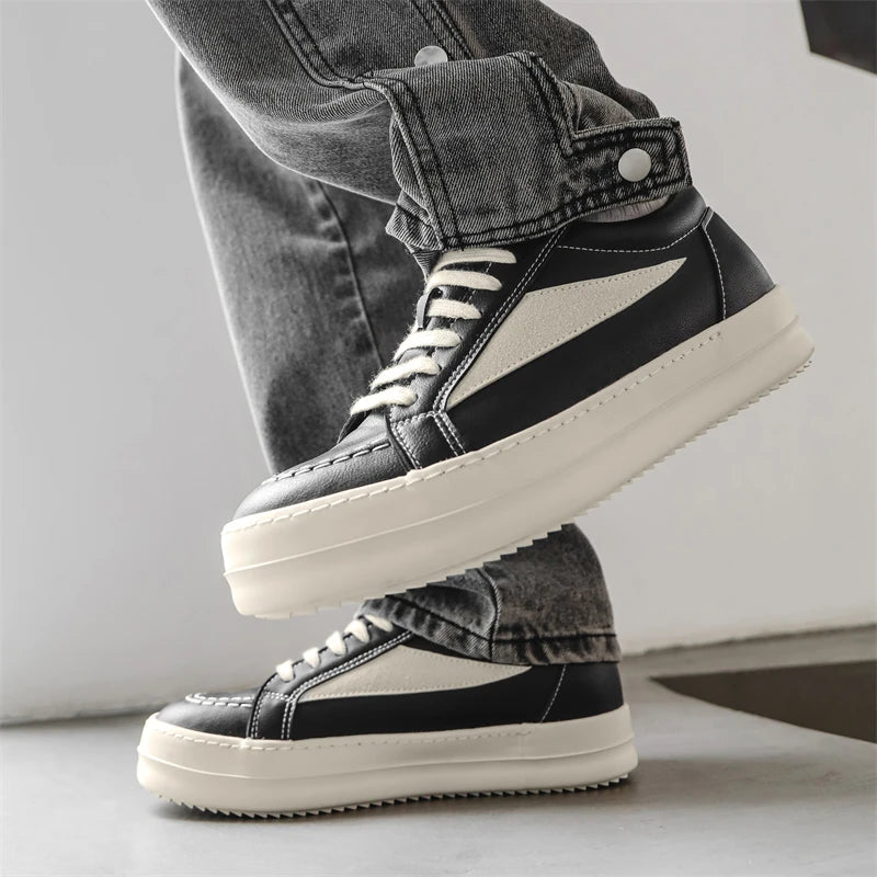 Men's Vulcanized Sneakers - Lace-Up Skateboarding Shoes