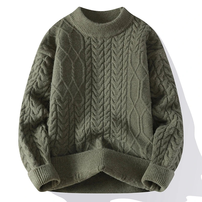 Autumn Winter Thick Round Neck Knit Sweater - Loose Fit Casual Pullover