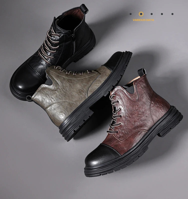 Vintage Ankle Boots - Personalized Design Leather Casual Boots