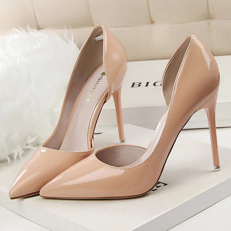 Patent Leather Stiletto Pumps - Professional Office Heels Available in 12 Colors
