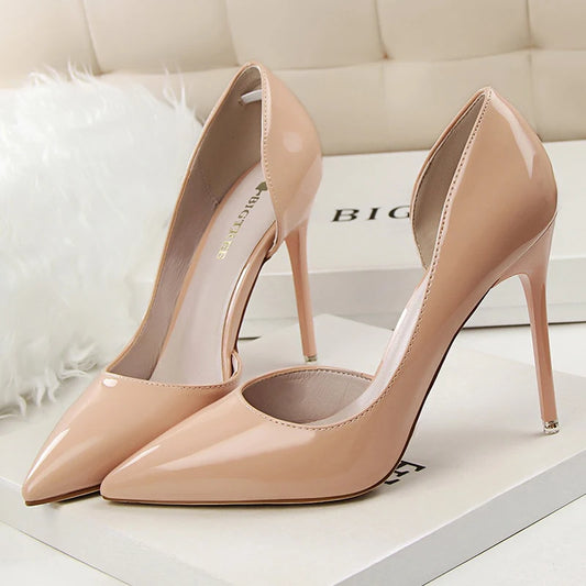 Patent Leather Stiletto Pumps - Professional Office Heels Available in 12 Colors