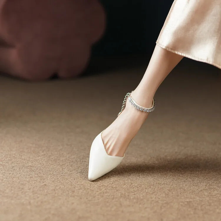 Women's Pointed Toe Rhinestone Wedding Sandals - Bowknot Pendant Pumps