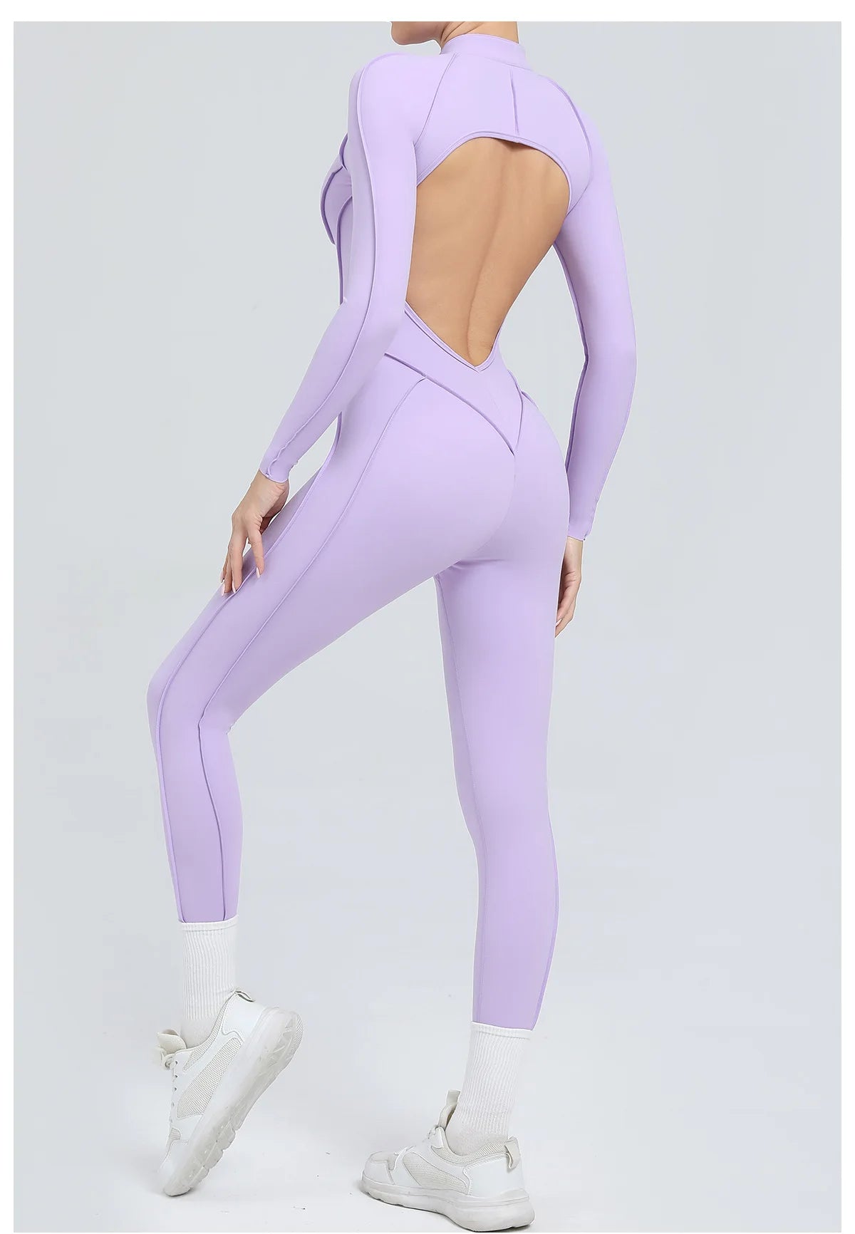 Nylon Jumpsuit - Yoga Fitness Bodysuit with Zipper