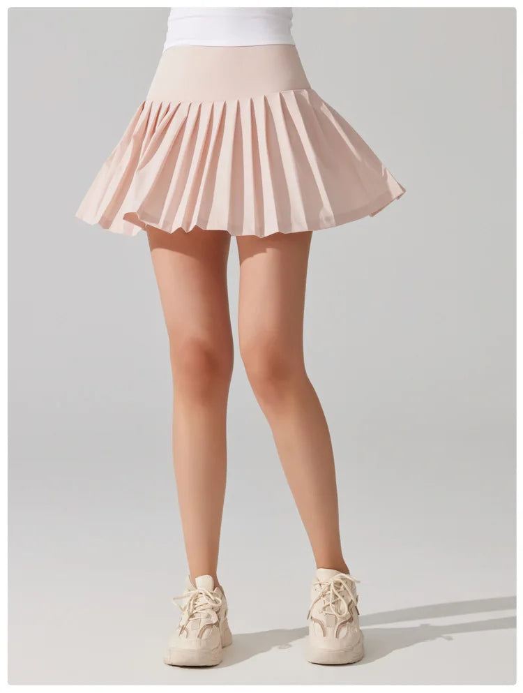Women's 2-in-1 Tennis Skirt - Pleated Quick Dry Sports Skirt with Pockets