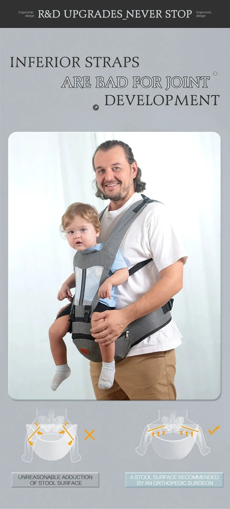 Baby Carrier with Hip Seat - Ergonomic Front & Back Carry Sling
