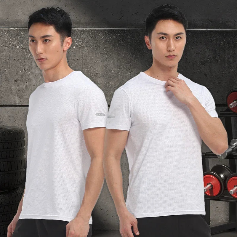 Men's Sports Gym Quick Dry Fit Workout Yoga  Breathable Short Sleeves T-Shirt