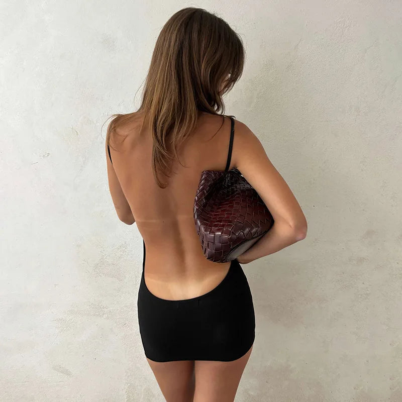 Spaghetti Strap Mini Dress - Backless Bodycon Party Dress