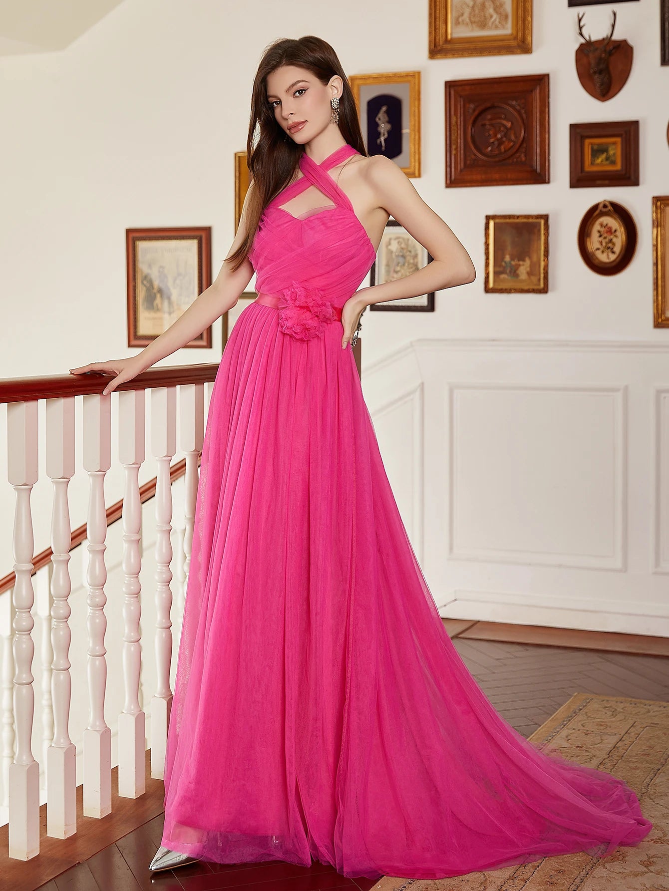 Women's Satin Gown Irregular full length Dress