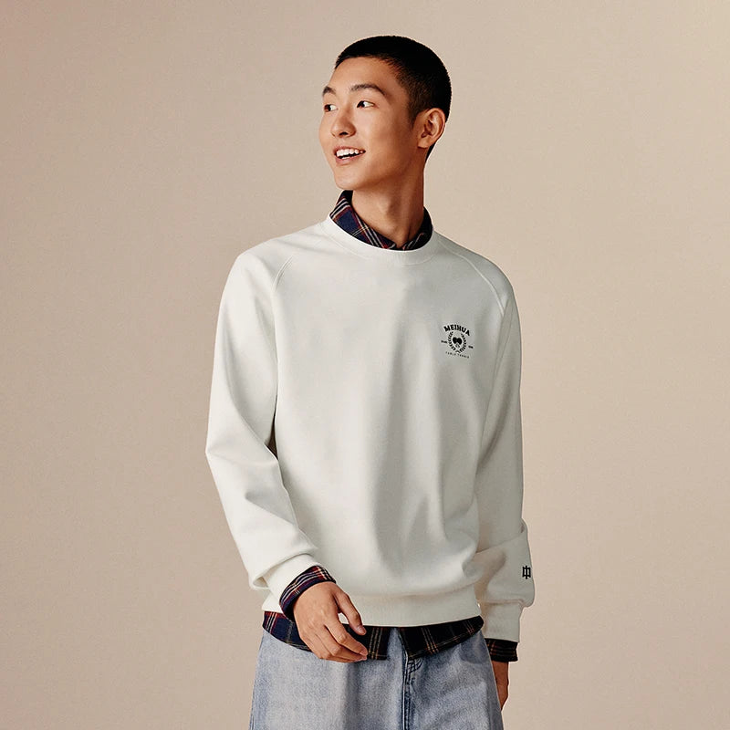 Heavyweight Round Neck Sweatshirt - Premium Solid Color Pullover for Daily Wear