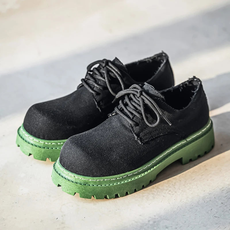 Men's Platform Denim Lace-up  Derby Shoes