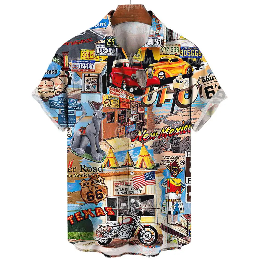 Vintage Men's Short Sleeve Summer Shirt