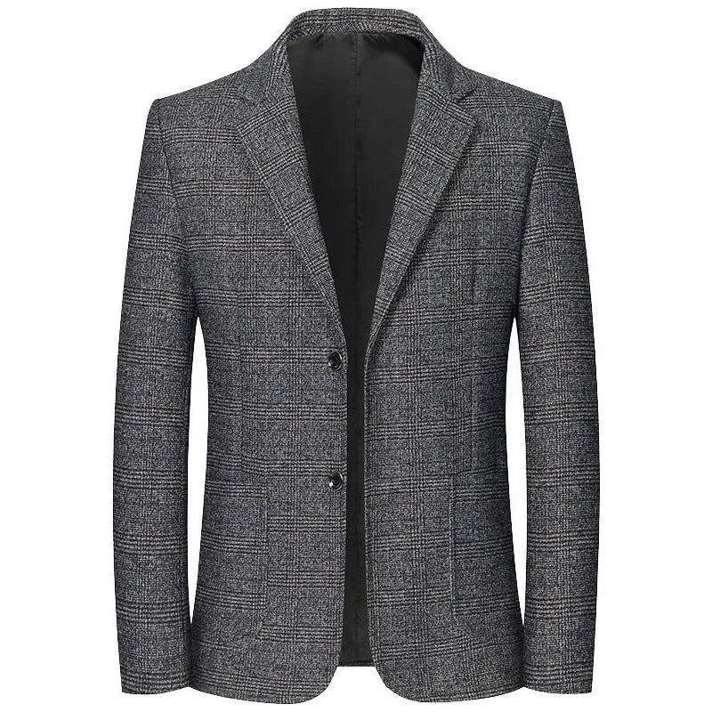 Men's Plaid  Turn Down Collar Blazer