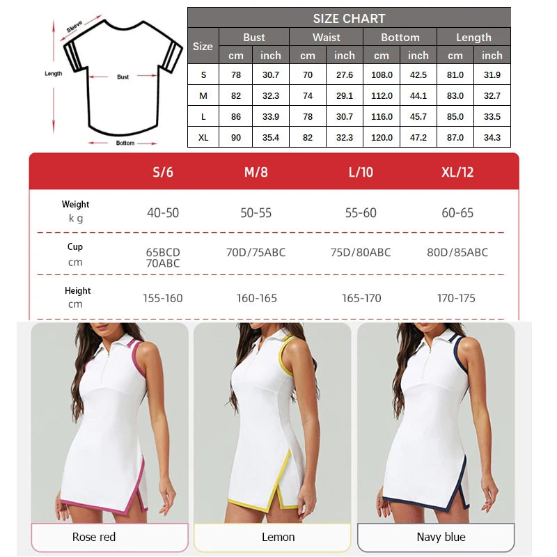 Women's Half-Zip Tennis Dress with Lapel Collar - Quick Dry Athletic Polo Dress
