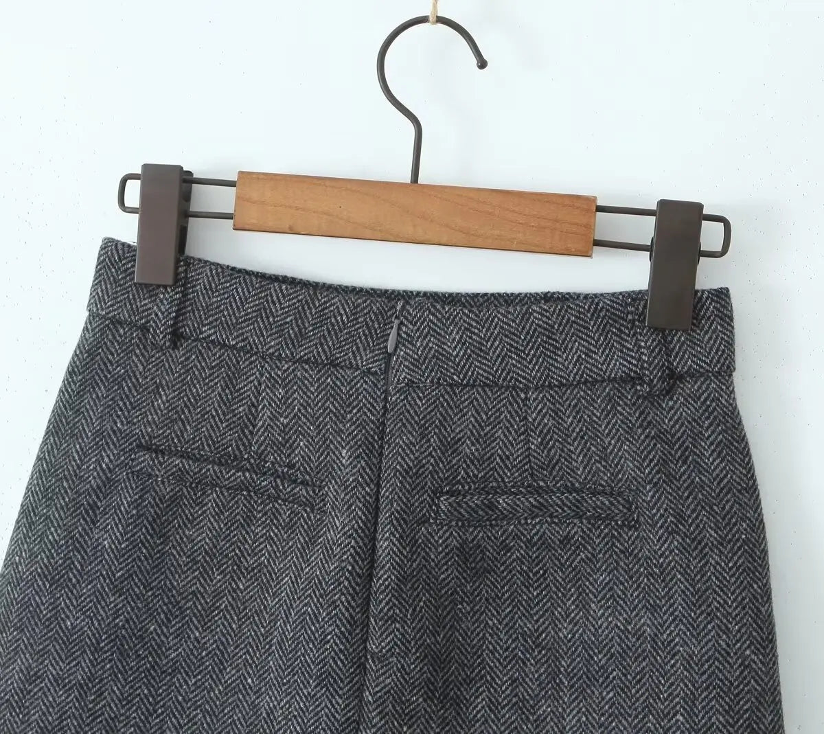 Vintage High Waist Woolen A-Line Mini Skirt - Elegant Office Wear Skirt