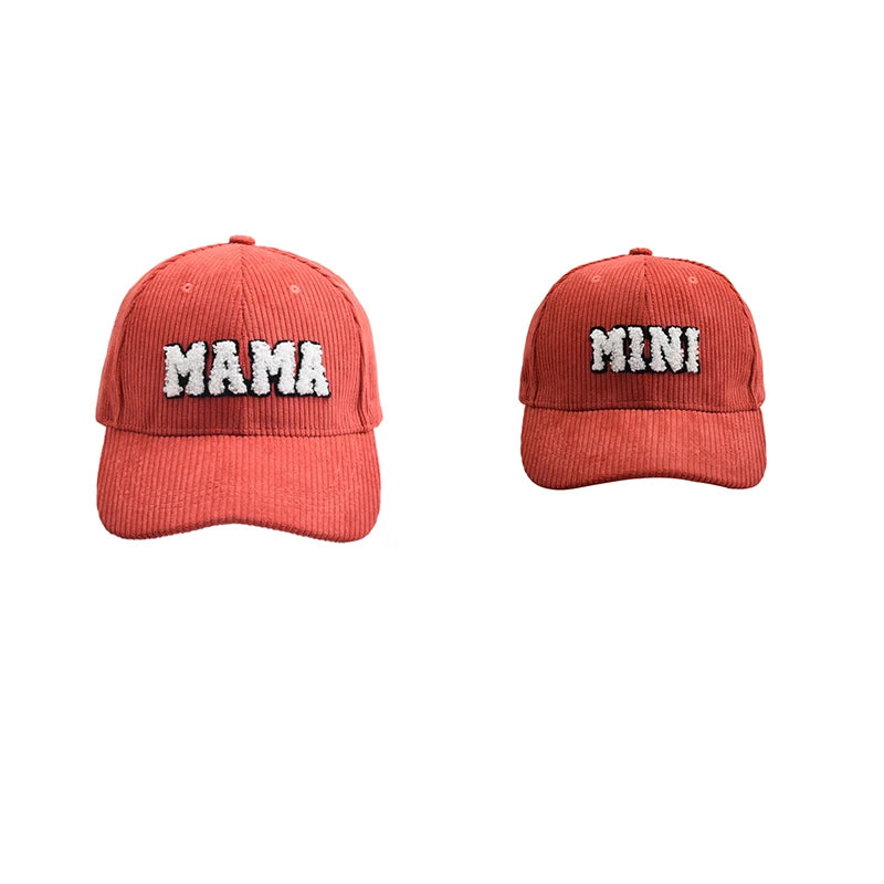 Parent-Child Kids Adult Hats Leopard/Letter Printed Corduroy Baseball Caps Outdoor