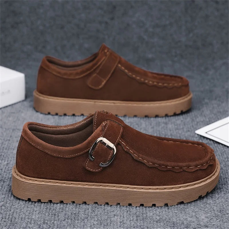 Men's Platform Sneakers - Buckle Closure Tennis Sports Shoes