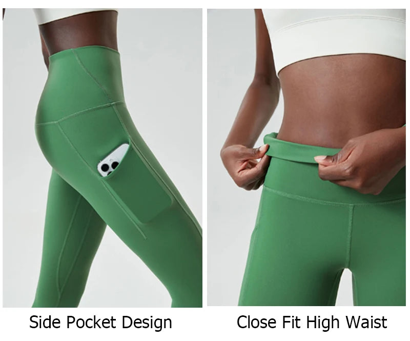 Women's High Waist Sports Leggings Buttery Soft Pocket Yoga Pants Slim Fit Stretchy Workout Running Tights Sportswear