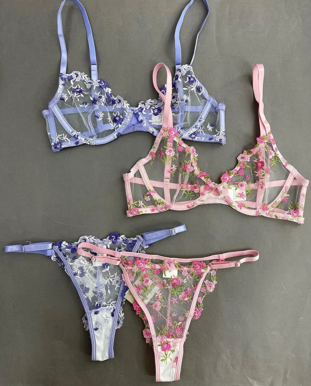 Women's  Floral Transparent Lace Lingerie Set