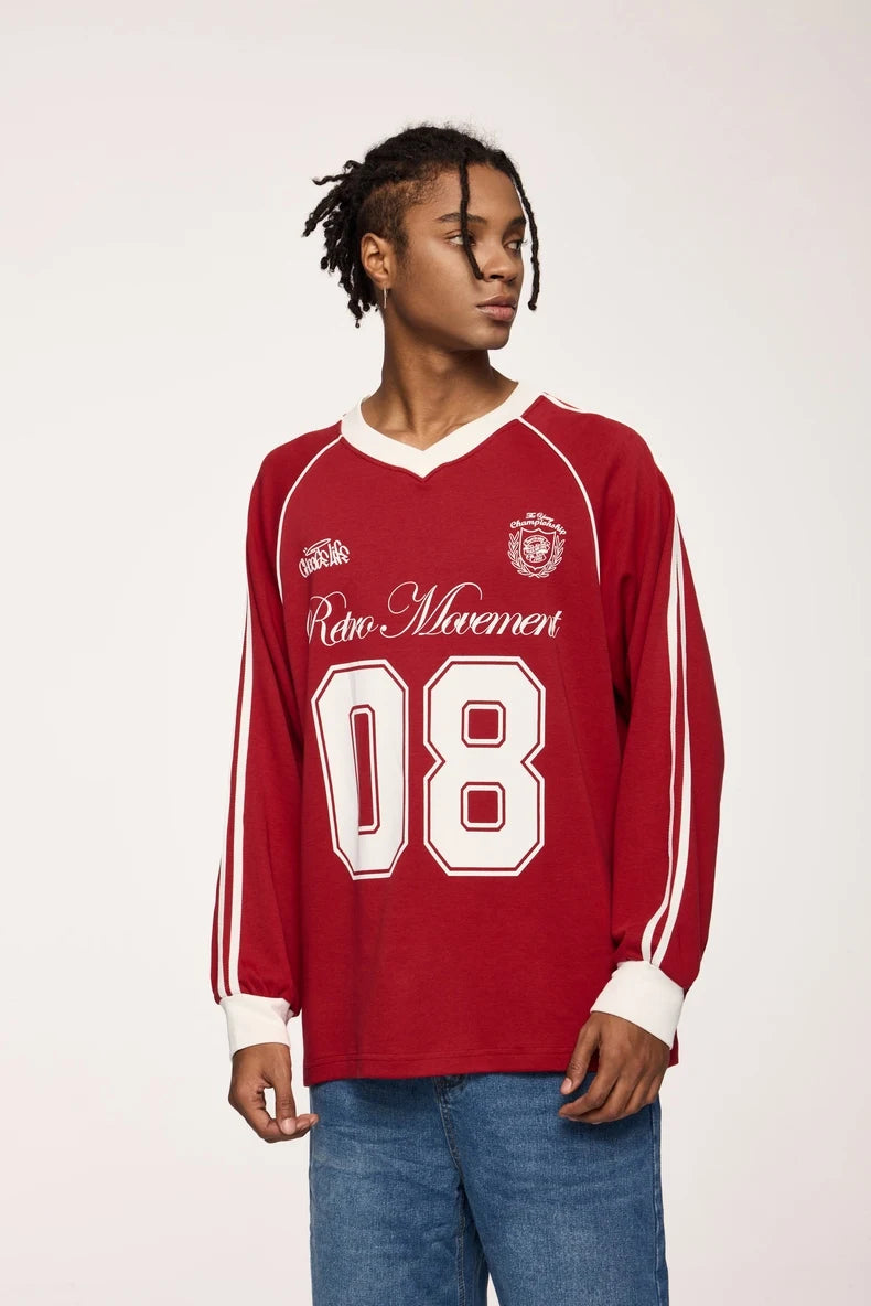 Unisex Graphic Football Jersey Loose Fit Long-sleeved sportswear T-Shirt