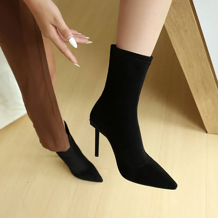 Suede Elastic Ankle Boots