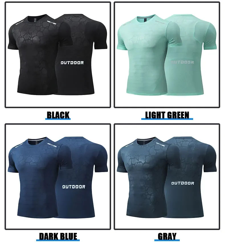 Men's Running Compression Dry Fit Short Sleeve Sport  Gym Fitness Jogging Sweatshirt Athletic T-Shirt Top
