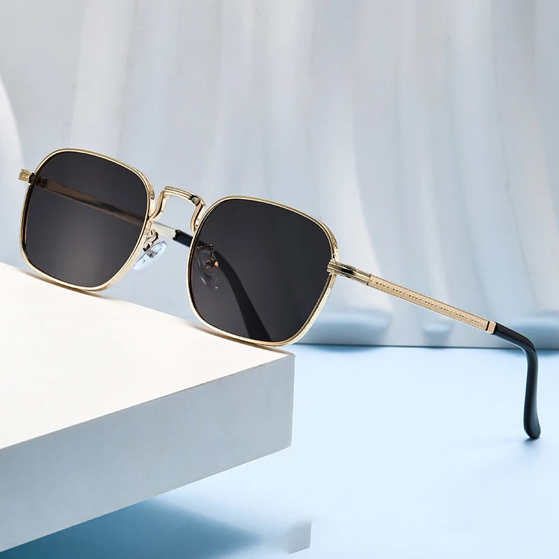 Retro Square Oval Metal Sunglasses - UV400 Protection for Women & Men