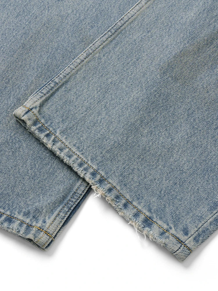 13.7oz Men's Washed Vintage Ripped Fashion Denim Jeans