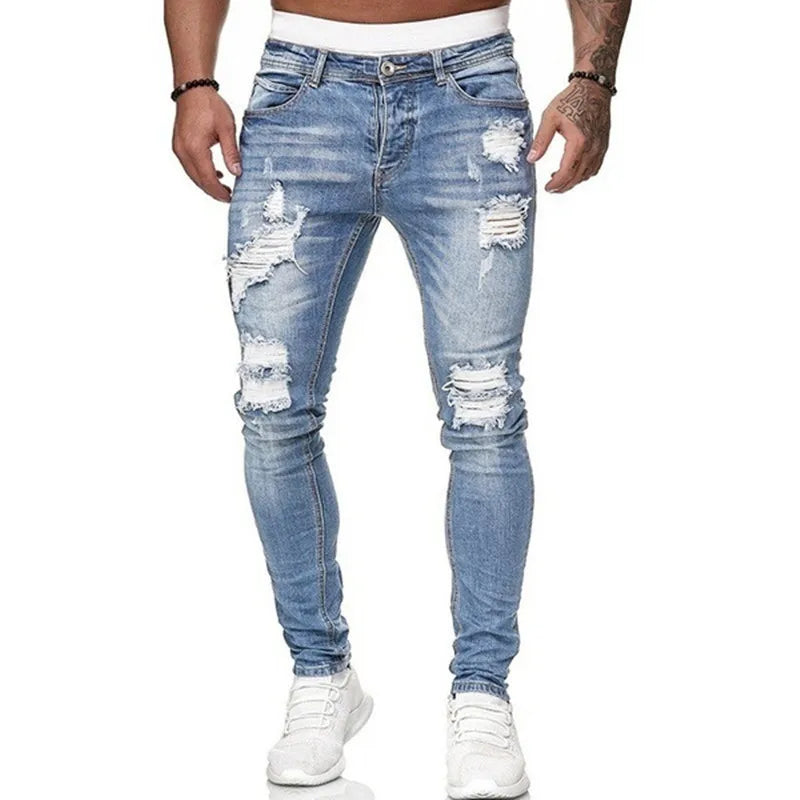 Men's Ripped Stretch Skinny Distressed Jeans