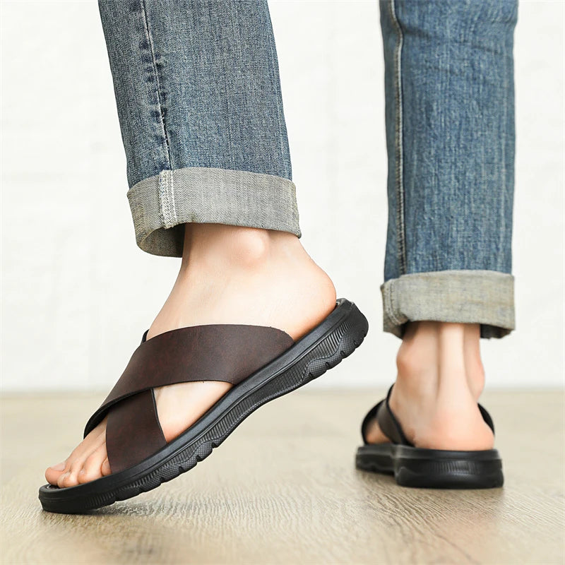 Men's Summer Slides Crossover Slippers Sandals