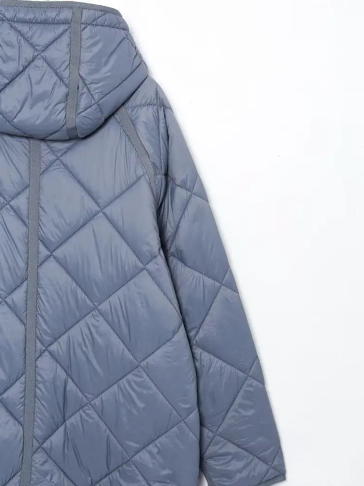 Vintage Oversize Long Hooded Parka - Long Sleeve Button Pocket Warm Coat