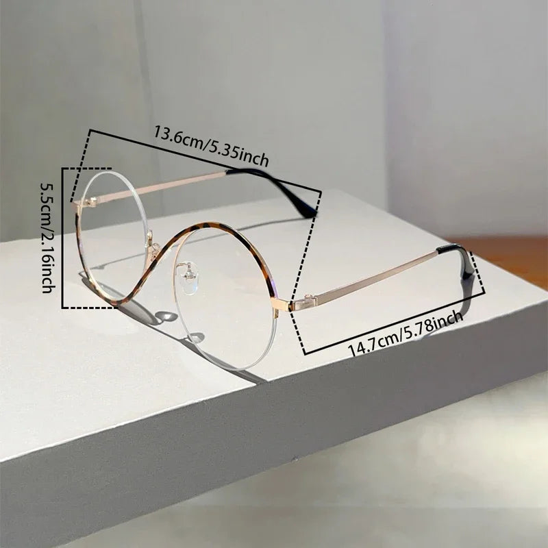 Women's Semi-Rimless Round Frame Fashion Eye Glasses