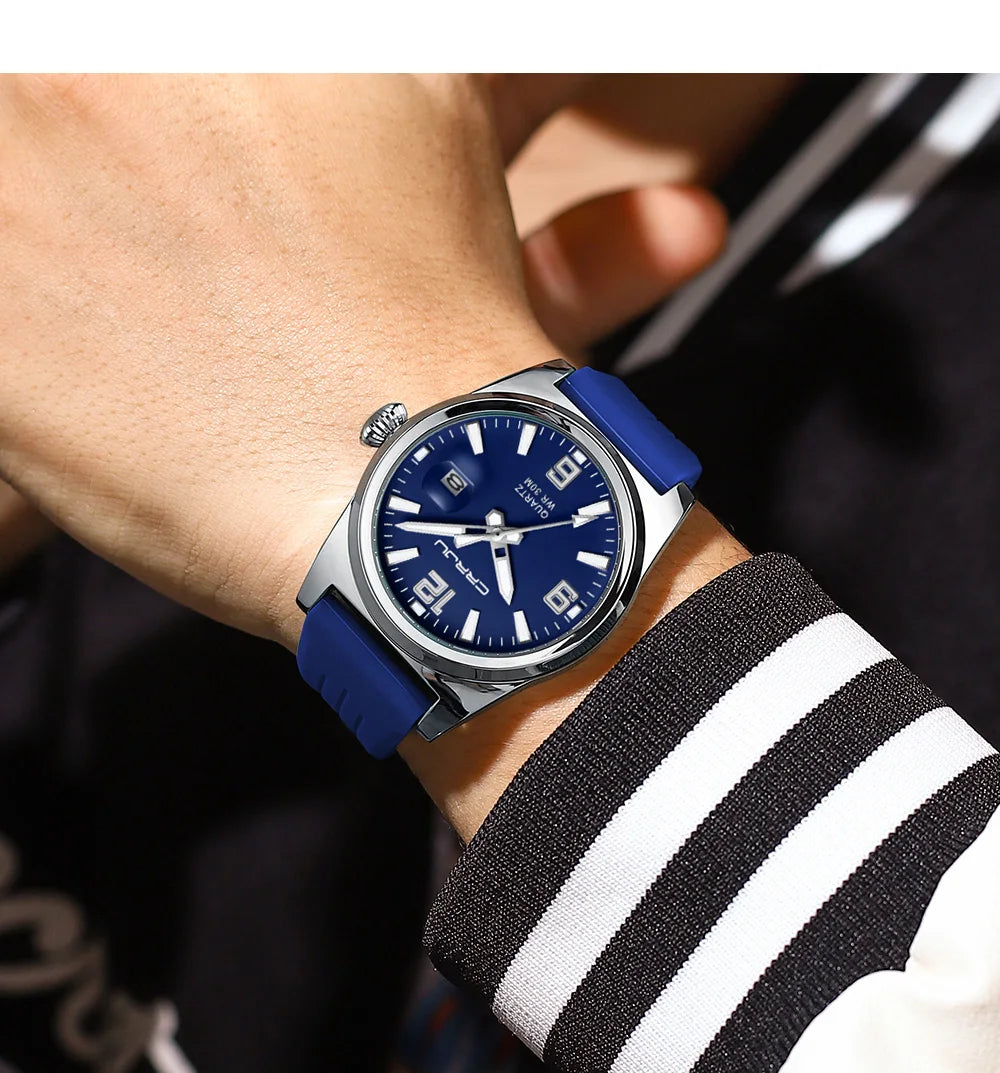 Casual Quartz Wristwatch - Waterproof Sport Watch with Silicone Strap & Luminous Display