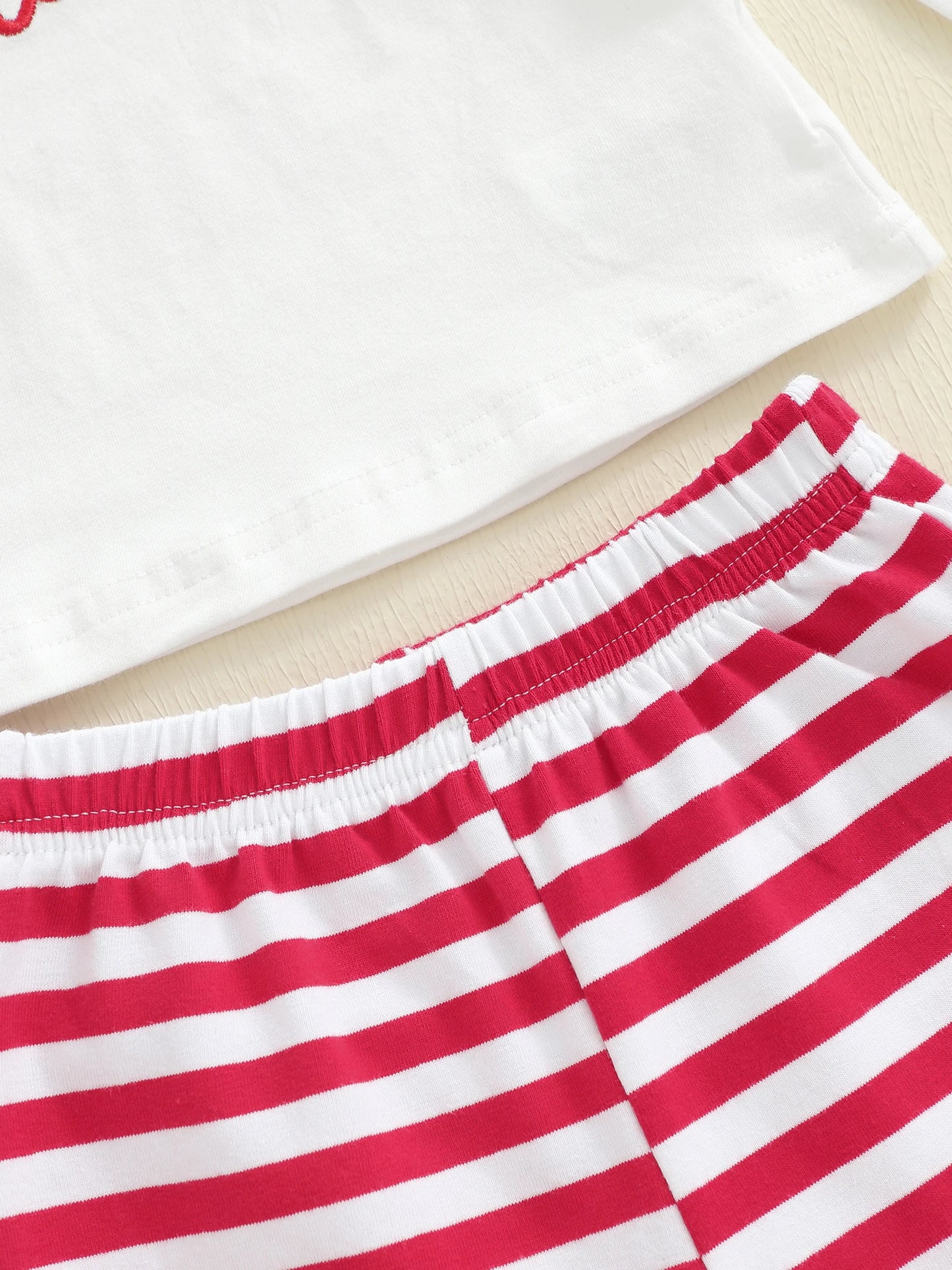 Baby Girls Christmas Outfit Set - Candy Cane Embroidery Long Sleeve Top, Flared Pants & Headband (0-3Y)
