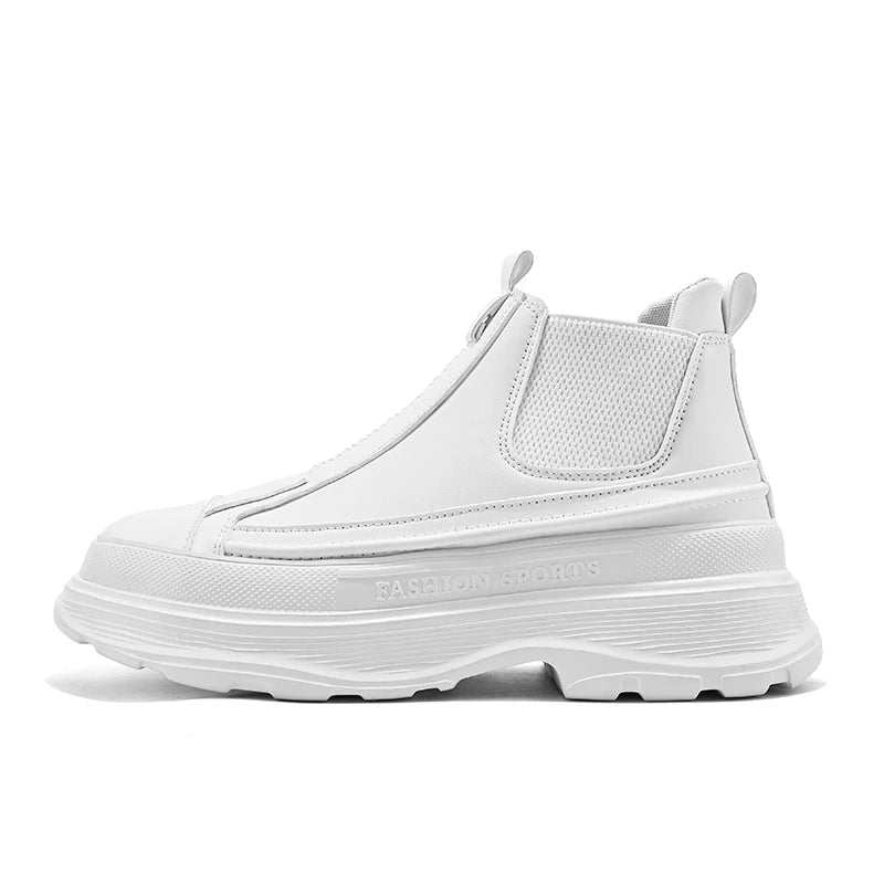 Men's Leather Chelsea Boots - Chunky Platform Sneakers