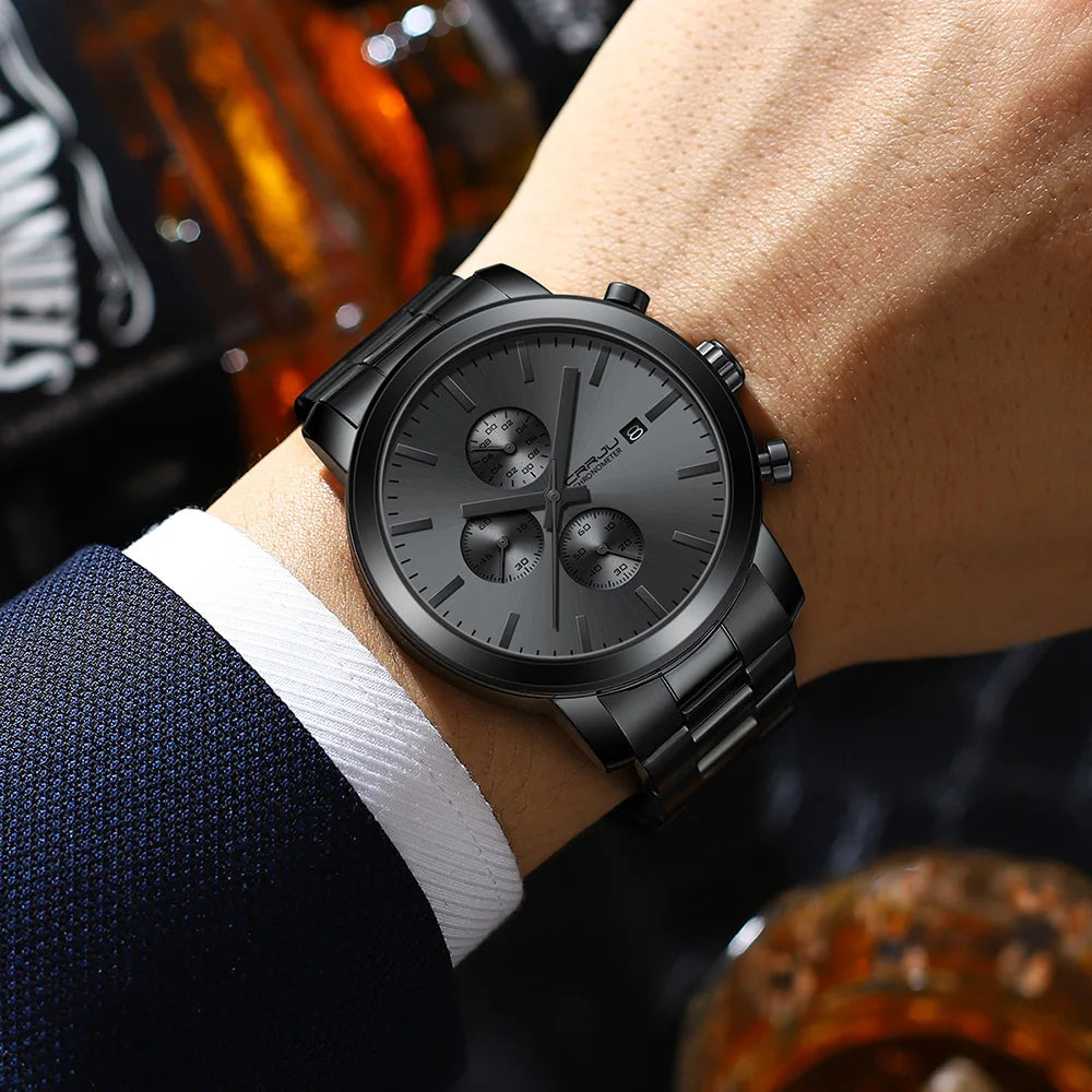 Stainless Steel Chronograph Watch - Luxury Waterproof Business Watch
