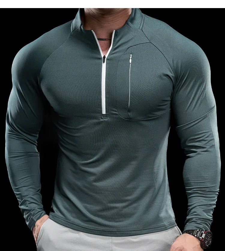 Men's Gym Fitness Quick Dry  Running Sport Long Sleeves Trackwear  Bodybuilding Training Top