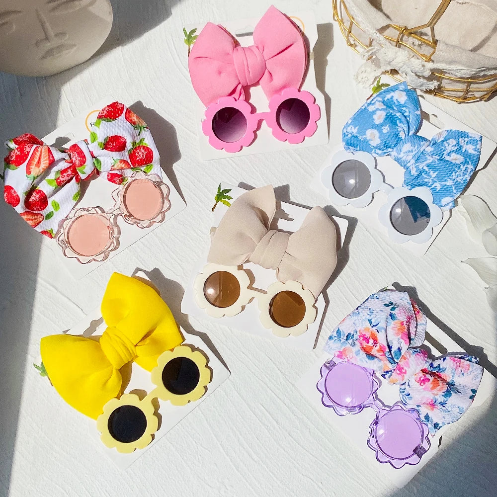 2PCS Children's Baby's Headband and Flower Sunglasses